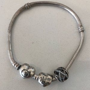 Pandora bracelet with two charms